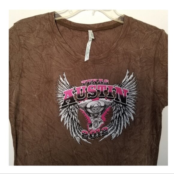 Austin Texas Biker Stone Wash Tee Shirt Size 1X - Picture 2 of 6